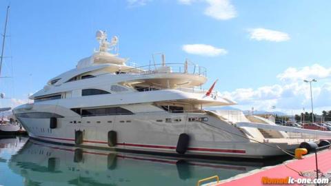 The Greek Super Yacht Opari 3 in Nafplio harbour in 2016 presented by Atalanta Golden Yachts